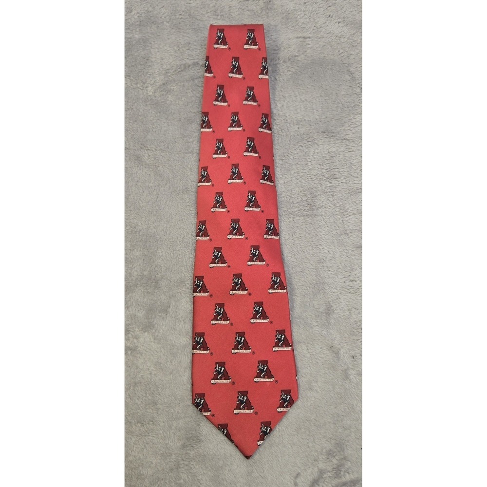 Campus Classics Alabama Crimson Tide Silk Tie Mens Red Elephant Logo NCAA 4 Inch